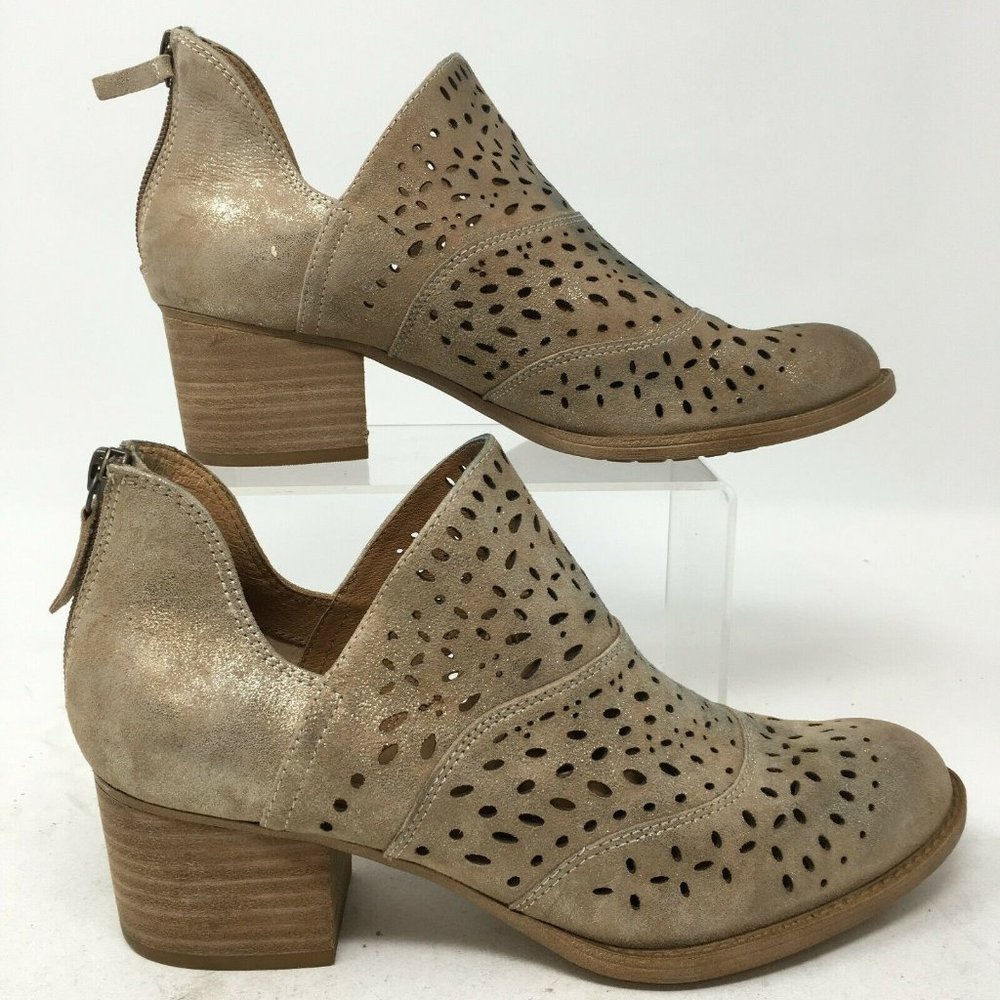 Sofft Boots Women 8 M Wyoming Laser Cut Out  Ankle Booties SF0009608 Tan Leather